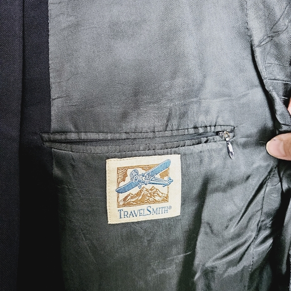 TravelSmith Men's Navy Blue Wool Blend Blazer Size 42L - Picture 13 of 16